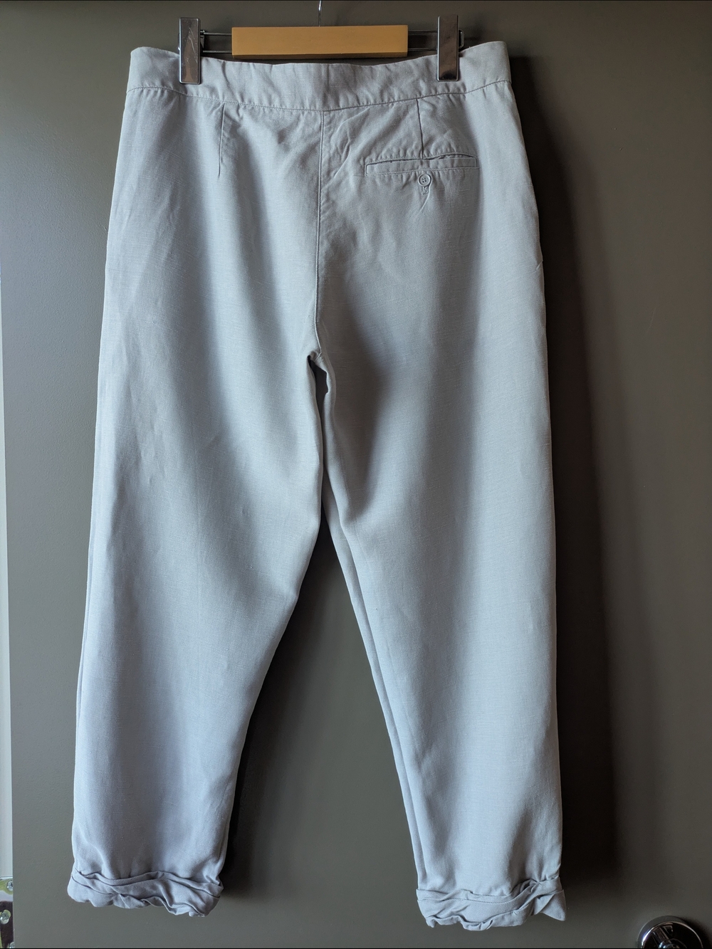 Wilfred Linen Blend Capri Pants Size 6 Light Grey Drawstring Cropped Trousers - Picture 3 of 9